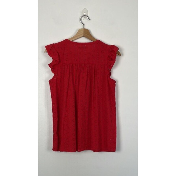 Madewell Eyelet Summer Lace Crochet Button Down Loose Blouse Bell-Sleeve Shirt S - Picture 3 of 6